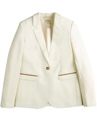 Tod's - Blazer Met Leren Detail - Lyst