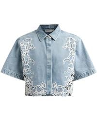 Jonathan Simkhai - Camicia Crop Albaine Con Ricamo - Lyst