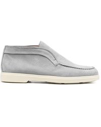 Santoni - Tonal-stitching Leather Loafers - Lyst