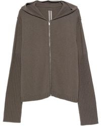 Rick Owens - Cardigan Con Polisini A Coste E Cappuccio - Lyst