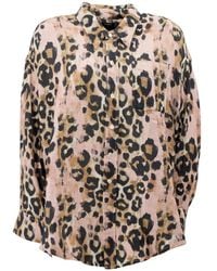 R13 - Camisa Con Estampado De Leopardo Y Bolsillo En El Pecho - Lyst