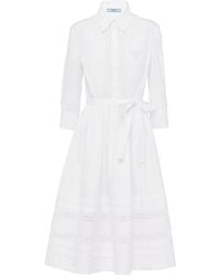 Prada - Lace-detailed Shirt Dress - Lyst