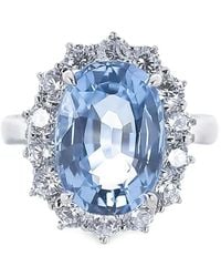 Fantasia by Deserio - Princess Diana Aquamarine And Zirconia Ring - Lyst