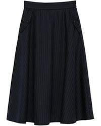 Golden Goose - Pinstripe Button-Detailing Midi A-Line Skirt - Lyst