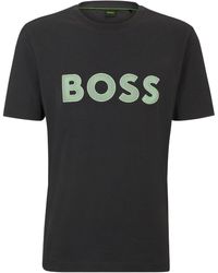 BOSS - T-Shirt mit strukturiertem Logo - Lyst