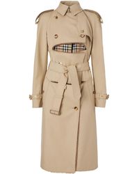 Burberry Deconstructed Cotton-shearling Trench Coat - Natural