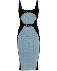 Mugler - Abito Midi Denim - Lyst