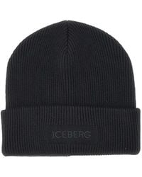 Iceberg - Logo-Embroidered Ribbed-Knit Beanie Hat - Lyst