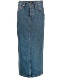 Wardrobe NYC - Rear-slit Denim Maxi Skirt - Lyst