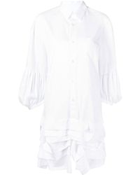 Comme des Garçons - Ruffled-hem Cotton Shirt Dress - Lyst