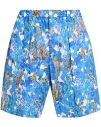 Marni - Floral-Print Cotton Shorts - Lyst