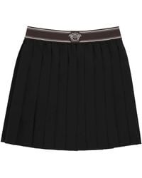Versace - Minijupe Plissée En Laine Et Mohair - Lyst