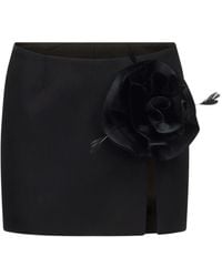 Area - Floral-Appliqué Wool Mini Skirt - Lyst