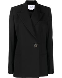 MSGM - Double-breasted Star-detail Blazer - Lyst
