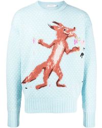 Maison Kitsuné - Flower Fox Intarsia-knit Sweater - Lyst