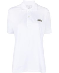 Lacoste - Logo-patch Organic Cotton Polo Top - Lyst