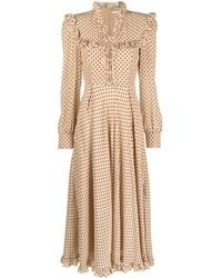 Alessandra Rich - Vestido midi con motivo de lunares - Lyst