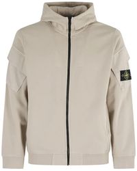 Stone Island - 6100009 Logo-Patch Hooded Zip-Up Jacket - Lyst