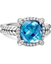 David Yurman - Sterling Chatelaine Pavé Topaz And Diamond Ring (9Mm) - Lyst