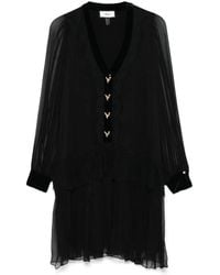 Nissa - Lace-Panelling Silk Mini Dress - Lyst