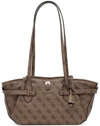 Guess - Yesba Monogram-Pattern Padlock-Detail Shoulder Bag - Lyst