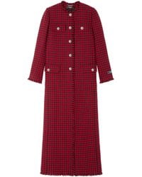 Versace - Check-Pattern Tweed Coat - Lyst