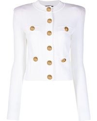 Balmain - Gold Embossed Buttons Knit Cardigan - Lyst