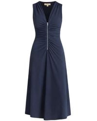 MICHAEL Michael Kors - V-Neck Zip Midi Dress - Lyst