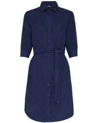 Vilebrequin - Ludovie Belted Linen Shirt Midi Dress - Lyst