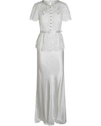 Self-Portrait - Verfraaide Maxi-Jurk Met Peplum-Design - Lyst
