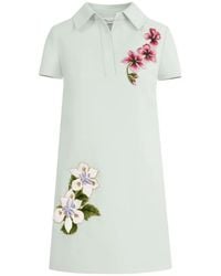 Oscar de la Renta - Dominican Mixed-Floral Threadwork Shift Dress - Lyst