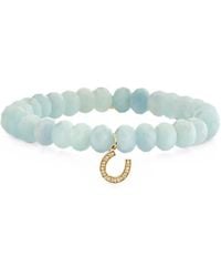 Sydney Evan - Aquamarine And Diamond Horseshoe Bracelet - Lyst