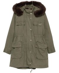 Liu Jo - Faux-Fur Trim Drawstring Coat - Lyst