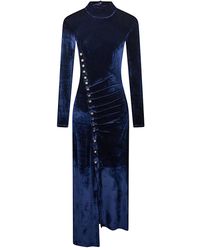 Rabanne - Robe En Velours À Boutons Décoratifs - Lyst