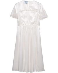 Prada - Robe Midi Brodée En Satin - Lyst