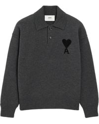 Ami Paris - Ami De Coeur Wool Polo Shirt - Lyst