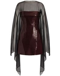 Alberta Ferretti - Sequin-Embellished Cape-Overlay Mini Dress - Lyst
