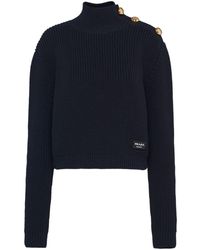 Prada - Button-embellished Wool Jumper - Lyst