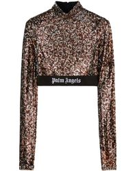 Palm Angels - Logo-strap Sequin Cropped Top - Lyst