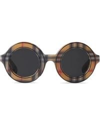 Burberry - Vintage Check-Pattern Round-Frame Sunglasses - Lyst
