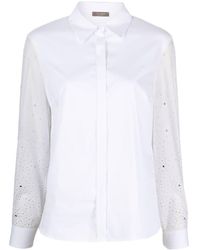 Peserico - Rhinestone-embellished Cotton-blend Shirt - Lyst