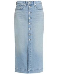 7 For All Mankind - Buttoned Cotton Midi Skirt - Lyst
