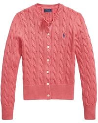 Polo Ralph Lauren - Cable-Knit Embroidered-Logo Cardigan - Lyst