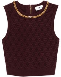 Elisabetta Franchi - Cropped-Top mit Rautenmuster und Kette - Lyst
