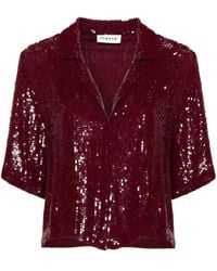 P.A.R.O.S.H. - Sequin-embellished V-neck Shirt - Lyst