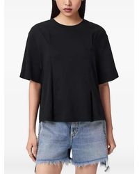 AllSaints - Pleated Logo-Embroidered T-Shirt - Lyst