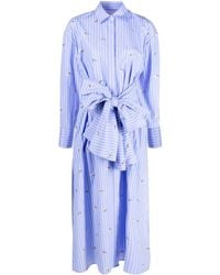 MSGM - Striped Bow-detail Backless Shirtdress - Lyst