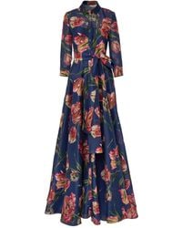 Carolina Herrera - Tulip-print Belted Maxi Dress - Lyst