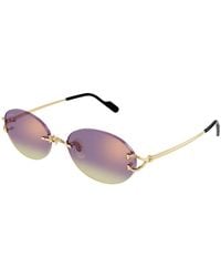 Cartier - Round-Frame Sunglasses - Lyst