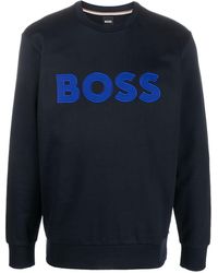 BOSS - Logo-patch Cotton Sweatshirt - Lyst